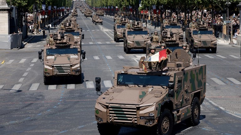 French soldiers drive an EBRC Jaguar on Bastille Day in Paris, July 14, 2023