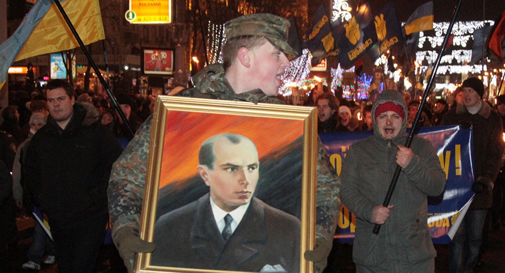 Ukrainian Nationalists Participating in Rally in Kiev to Mark Bandera's Birthday