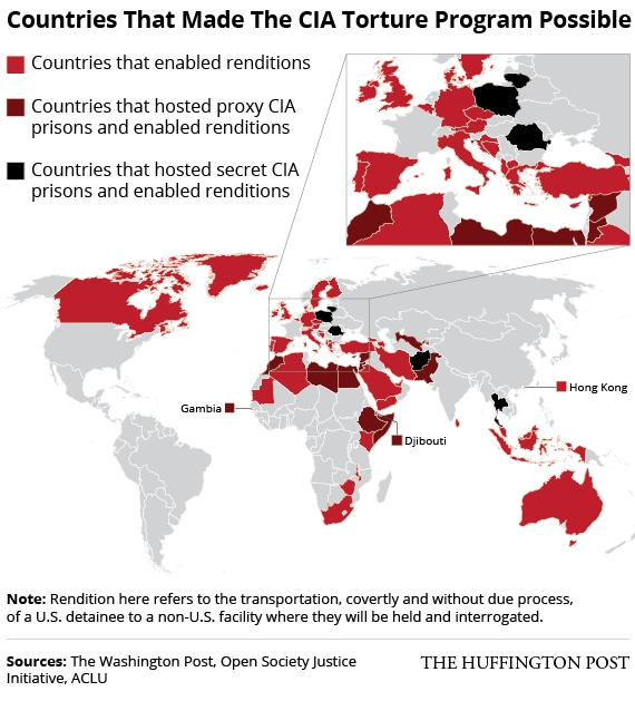 Больше четверти стран мира помогали ЦРУ в осуществлении программы пыток