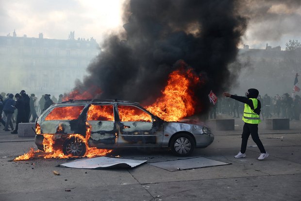 Tear gas fired as protests erupt across France